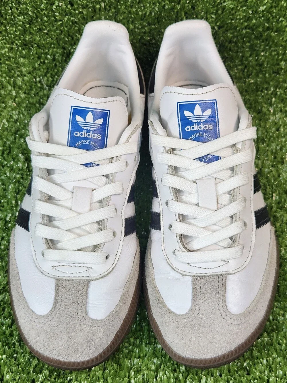 Adidas Samba GO Kids Boys Classic White Black Leather Shoes Sneakers Size 13K